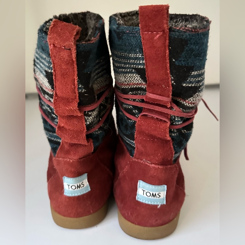 Toms Vintage Nepal Boots Suede Jacquard Aztec Print Fleece Lined Winter - Picture 3 of 9